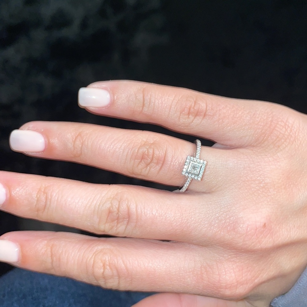 Tiffany & Co retired diamond square princess cut ring size 4.5